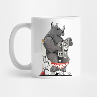 Rhino on the Toilet Mug